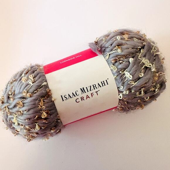 Isaac Mizrahi Carnegie Hill Craft Yarn AUDUBON Gray Gold Metallic Brushed - Picture 6 of 9